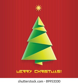 Christmas tree made of paper, vector illustration