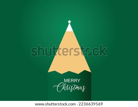 Christmas tree made with a pencil. Education Christmas celebration and holiday concept.