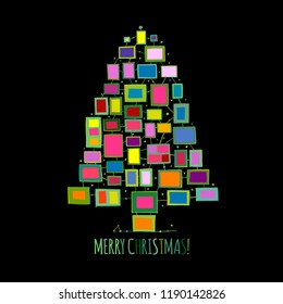 Christmas tree made from photo frames, greeting card for your design