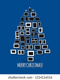 Christmas tree made from photo frames, greeting card for your design