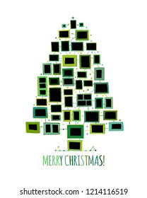 Christmas tree made from photo frames, greeting card for your design