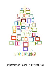 Christmas tree made from photo frames, greeting card for your design