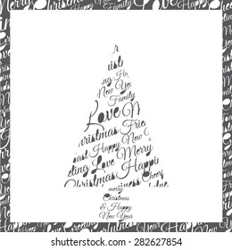Christmas tree made up of phrases and dedications