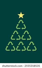 Christmas tree made of the recycle icons, recycling center symbol, vector illustration