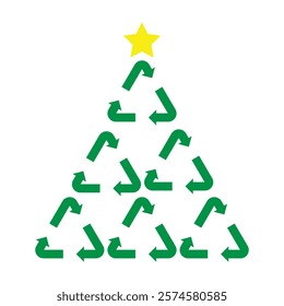 Christmas tree made of the recycle icons, recycling center symbol, vector illustration