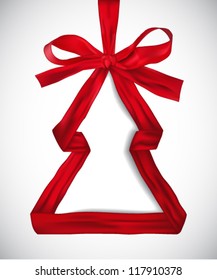 Christmas tree made of red ribbon - vector illustration