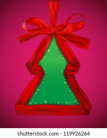 Christmas tree made of red ribbon - vector illustration