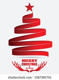 Christmas tree made of ribbons on the White Blackground. illustration Vector