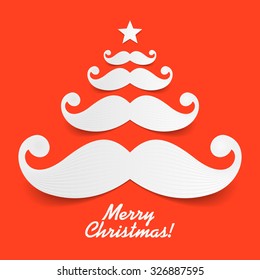 Christmas tree made of Santa's mustache . Vector.