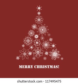 Christmas tree made of snow flakes. Vector