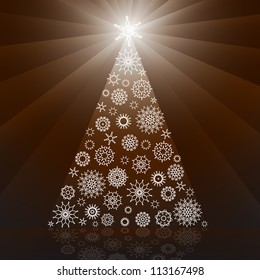 Christmas tree made of snowflakes