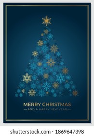 Christmas tree made of snowflakes 