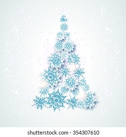 Christmas tree made from snowflakes
