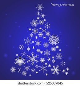 Christmas tree made of snowflakes