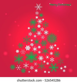 Christmas tree made of snowflakes