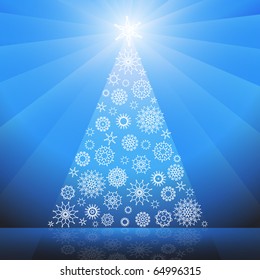 Christmas tree made of snowflakes