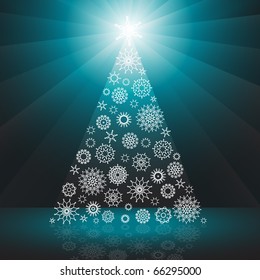 Christmas tree made of snowflakes