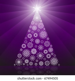 Christmas tree made of snowflakes