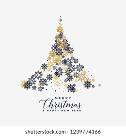 christmas tree made with snowflakes background