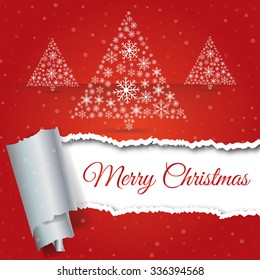 Christmas tree made from snowflakes. Eps 10. Vector illustration.  torn paper.