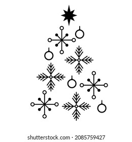 Christmas tree made from snowflakes icon. Simple xmas tree design