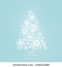Christmas Tree made of snowflakes isolated