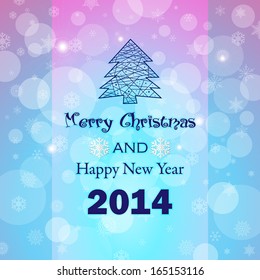 Christmas tree made of snowflakes isolated / Vector Christmas tree made from simple snowflakes - Christmas card 