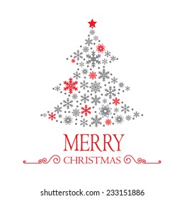 Christmas tree made of snowflakes on white background