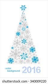 Christmas tree made from snowflakes with ribbon