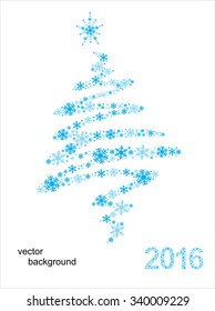 Christmas tree made from snowflakes with ribbon