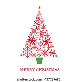 Christmas tree made from snowflakes with vase