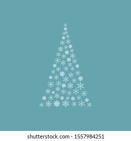 Christmas tree made of snowflakes. Vector illustration