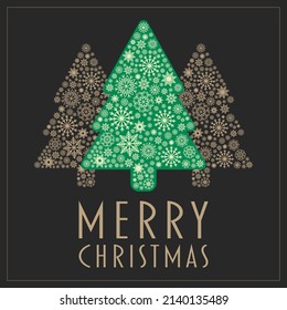 Christmas Tree Made of Snowflakes. Vector Illustration.