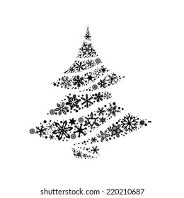 Christmas tree made of snowflakes. Vector 