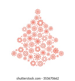 Christmas tree made from snowflakes. Vector illustration.