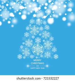 Christmas tree made of snowflakes. Vector eps 10
