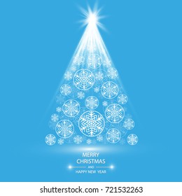 Christmas tree made of snowflakes. Vector eps 10
