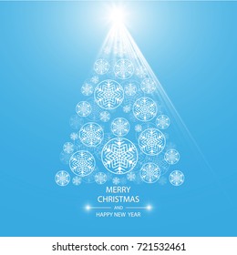 Christmas tree made of snowflakes. Vector eps 10