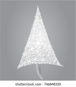 Christmas Tree made with  Snowflakes. Vector