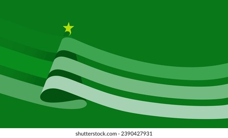 Weihnachtsbaum aus gestreiftem Hintergrund und Wellenelementen, grüne Karte, Vektorhintergrund