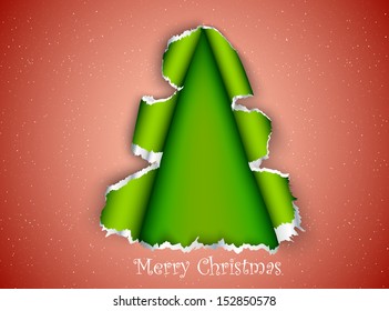 Christmas tree made of torn paper