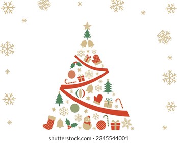 Christmas Tree Made of Vector Christmas Icons