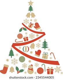 Christmas Tree Made of Vector Christmas Icons