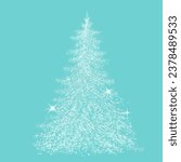 Christmas tree made of white dots. Snow needles. Happy New Year . hand drawing. Not AI, Illustrat3. Vector illustrations