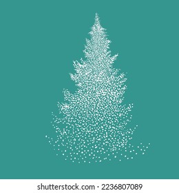 Christmas tree made of white dots. Vector illustration