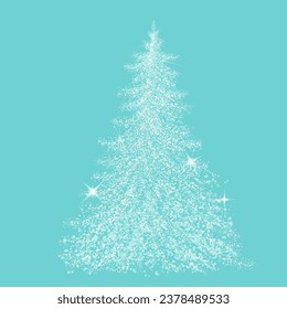 Christmas tree made of white dots. Snow needles. Happy New Year . hand drawing. Not AI, Illustrat3. Vector illustrations