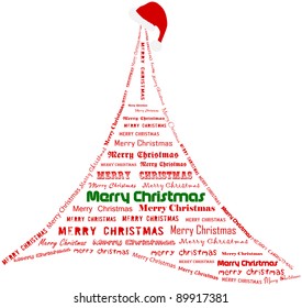 Christmas tree made of words , vector illustration