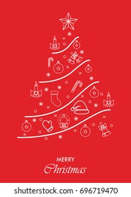 Christmas Tree Made of Xmas icons and elements. Vector EPS10