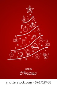 Christmas Tree Made of Xmas icons and elements. Vector EPS10