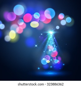 Christmas tree. Magic lights.
